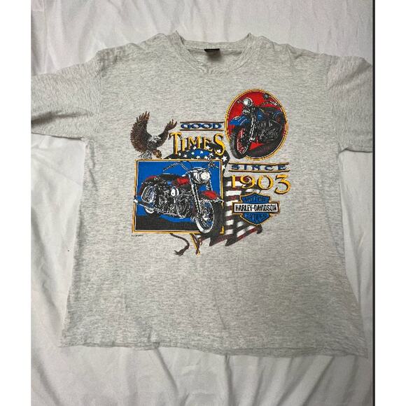 Vintage Harley-Davidson  Tee – Eagle & Bike Graphic - Picture 1 of 2
